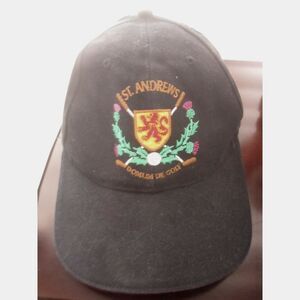 NAVY ( POSSIBLY BLACK ) BASEBALL HAT ST. ANDREWS  GOLF ADJUSTABLE BACK